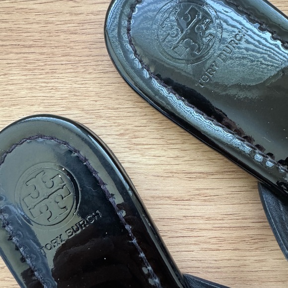 TORY BURCH millar Sandals In Black Patent Leather Size 8 - Picture 4 of 15